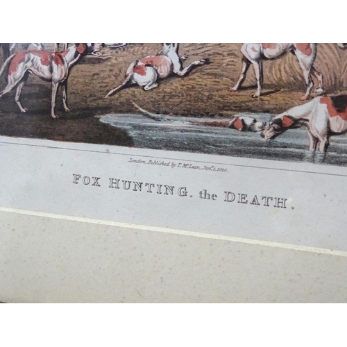 252 - Hunting : I Clark ( sculptor) after After H Alken , Set 4 stone lithographs c. 1820 , ' Fox Hunting ... 