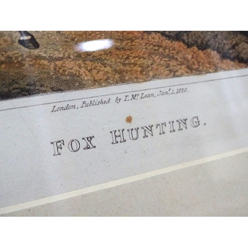 252 - Hunting : I Clark ( sculptor) after After H Alken , Set 4 stone lithographs c. 1820 , ' Fox Hunting ... 