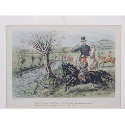 255 - Hunting : After John Leech (1817-1864) , A set of 6 photographic prints ,  'Mr. Jorrocks ( log): '' ... 