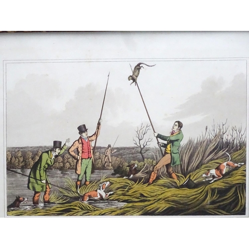 273 - I Clark after H Alken , Hand coloured lithograph , ' Spearing the Otter ' Published by T McClean 182... 