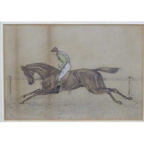 289 - Denby Piercy 1892 , Hand coloured sepia engraving , Bend Or ' the famous thouroughbred racehorse tha... 