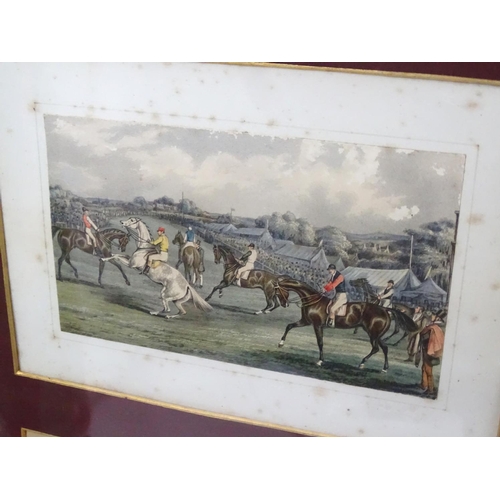 292 - Steeple chase : 8 Hand coloured lithographs, A set of 8 Victorian Steeple chase pictures mounted as ... 