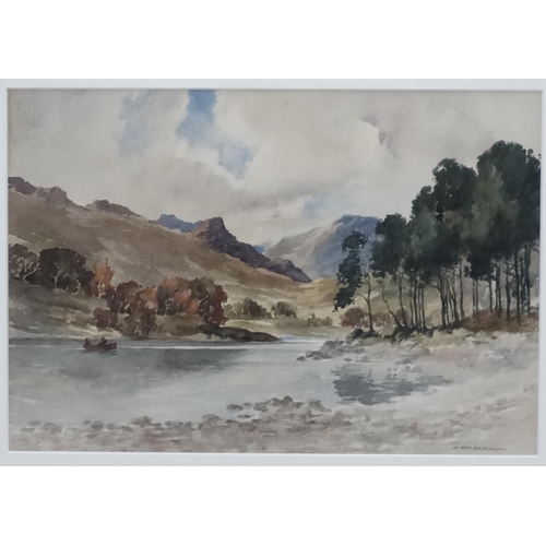 333 - Fishing: John Cochrane Scottish School, Watercolour, 'Head of Loch Eck', Signed lower right and insc... 