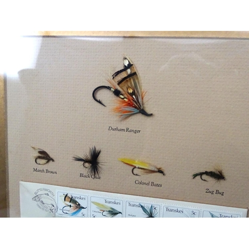 334 - Fly Fishing : A set of 5 Transkei mounted Salmon and trout flies , celebrating Butterworths stamps ,... 