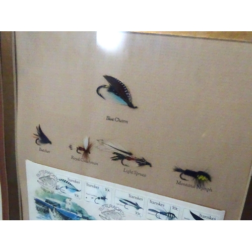 334 - Fly Fishing : A set of 5 Transkei mounted Salmon and trout flies , celebrating Butterworths stamps ,... 