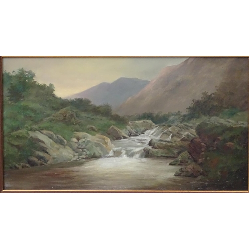 335 - Anton Leonard ?XX Scottish School, Oil on canvas, A highland river, Bears 'Anton ' to frame and 'Leo... 