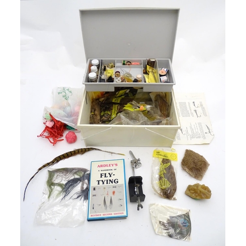 343 - Fly Tying : an equipment box containing a quantity of fly fisherman's paraphenalia including a fly-t... 