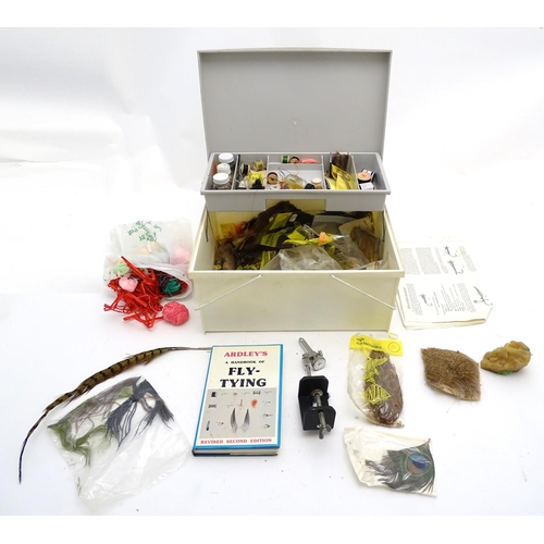 343 - Fly Tying : an equipment box containing a quantity of fly fisherman's paraphenalia including a fly-t... 