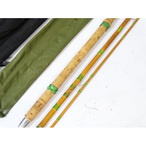 354 - Fishing : A Lineaeffe Raw Match 3 sectional 3.60 m Carbon rod with cloth case together with an Edgar... 