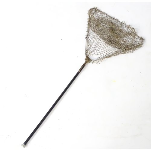 367 - River fly fishing : a grayling / trout folding net with clip , measuring 39'' long ( extended ) and ... 