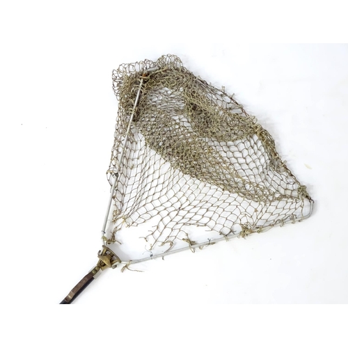 367 - River fly fishing : a grayling / trout folding net with clip , measuring 39'' long ( extended ) and ... 