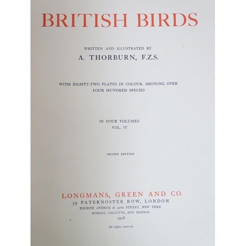 40 - Book: 'British Birds' written and illustrated by A. Thornburn, F.Z.S, Vol. IV, second edition, with ... 