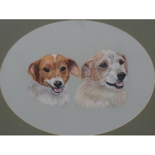 430 - Jay Jaselton 1998, Pastel , an oval , Canine School, A brace of terrier dogs, Signed and dated ' 19.... 