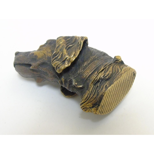 451 - A brass vesta case formed as the head of a dog. Approx 2 1/4'' long