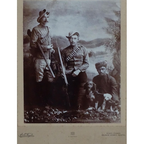 474 - Shooting : A late Victorian monochrome photograph ( studio portrait ) of European sporting gentlemen... 