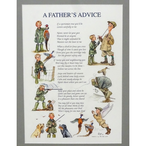 476 - Bryan Parry 1999 , Signed limited edition coloured print 433/850 , ' A Father's Advice ' Signed and ... 