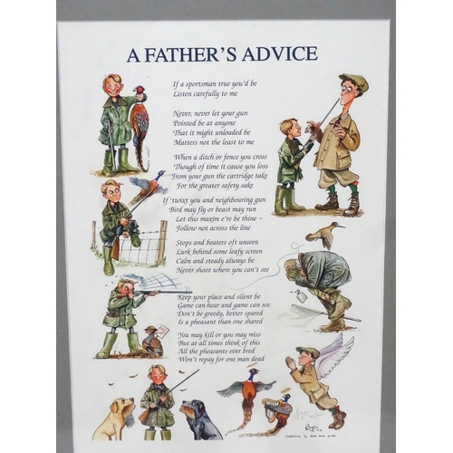 476 - Bryan Parry 1999 , Signed limited edition coloured print 433/850 , ' A Father's Advice ' Signed and ... 