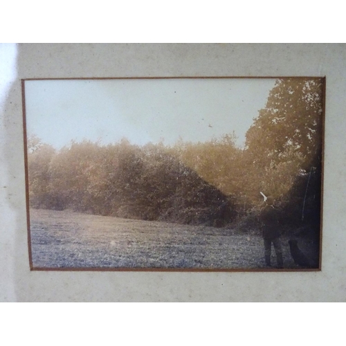 477 - Shooting: An oak - framed quadriptych of Victorian - Edwardian monochrome photographs depicting an i... 