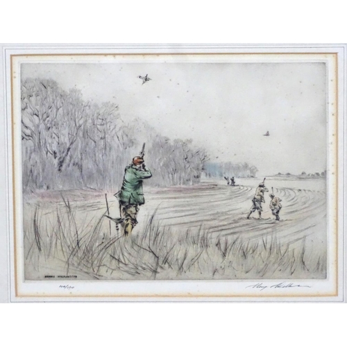 483 - Henry Wilkinson RE, ARCA (1921-2011) , Coloured Dry point etchings , ''Covert Shooting 104/150'' ''P... 