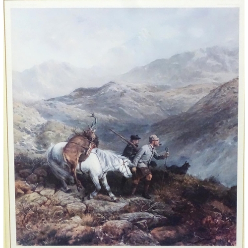 486 - Deer Stalking : After George Earl (1824-1908) , Coloured print , ' Deer Stalkers Returning ' , Bears... 