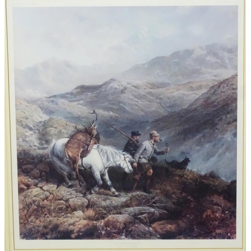 486 - Deer Stalking : After George Earl (1824-1908) , Coloured print , ' Deer Stalkers Returning ' , Bears... 