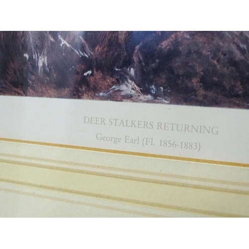 486 - Deer Stalking : After George Earl (1824-1908) , Coloured print , ' Deer Stalkers Returning ' , Bears... 