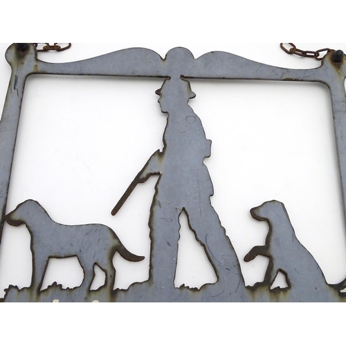 508 - Shooting: a 'Jubilee House' iron hanging sign, with central silhouette of shooting man with two retr... 