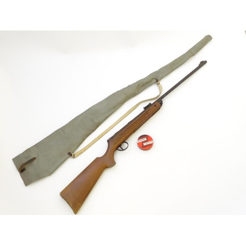 568 - Airgun: A 'Meteor' Mk1 .22 break-action air rifle by BSA, Birmingham.  18'' barrel with open adjusta... 