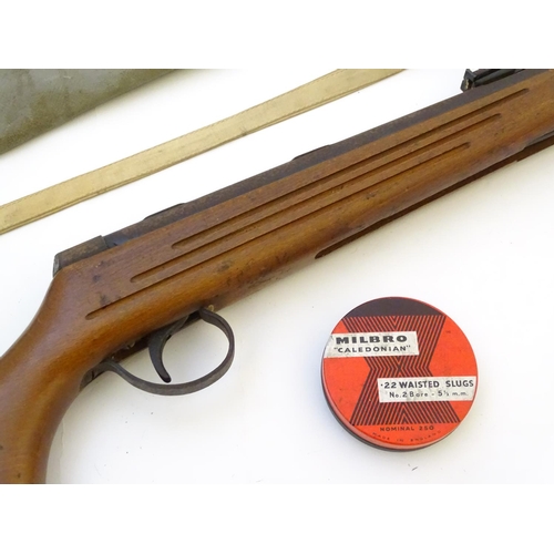 568 - Airgun: A 'Meteor' Mk1 .22 break-action air rifle by BSA, Birmingham.  18'' barrel with open adjusta... 