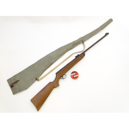 568 - Airgun: A 'Meteor' Mk1 .22 break-action air rifle by BSA, Birmingham.  18'' barrel with open adjusta... 