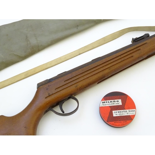 568 - Airgun: A 'Meteor' Mk1 .22 break-action air rifle by BSA, Birmingham.  18'' barrel with open adjusta... 