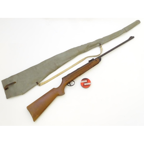 568 - Airgun: A 'Meteor' Mk1 .22 break-action air rifle by BSA, Birmingham.  18'' barrel with open adjusta... 