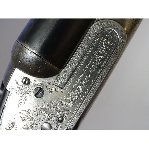 619 - Shotgun: A 12 bore side by side sidelock shotgun by Joseph Lang & Son, London. 28'' fixed choke slee... 