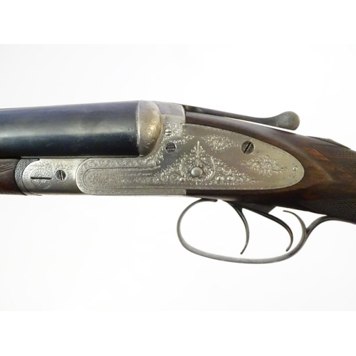 619 - Shotgun: A 12 bore side by side sidelock shotgun by Joseph Lang & Son, London. 28'' fixed choke slee... 