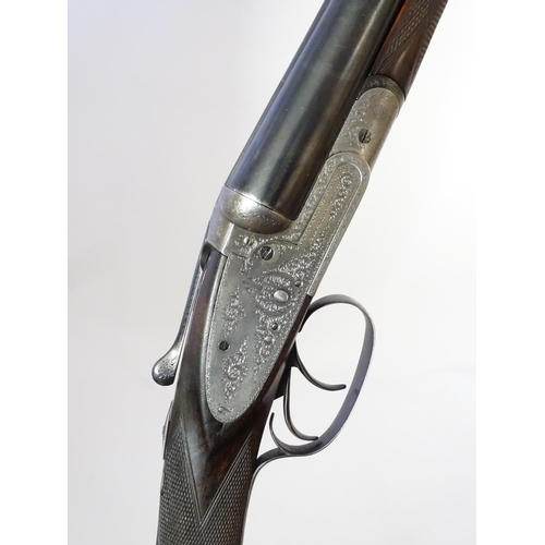 619 - Shotgun: A 12 bore side by side sidelock shotgun by Joseph Lang & Son, London. 28'' fixed choke slee... 