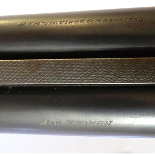 622 - Shotgun: A 'Yeoman' 12 bore side by side boxlock shotgun by AyA, Spain. 28'' fixed choke barrels wit... 