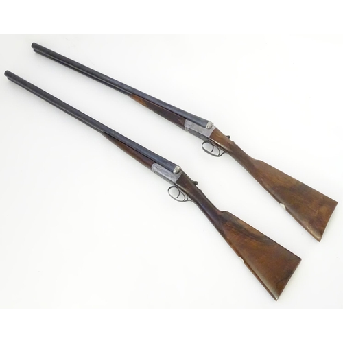 627 - Shotguns: A composed-matched pair of 'Avant Tout' 12 bore side by side boxlock ejector shotguns by C... 