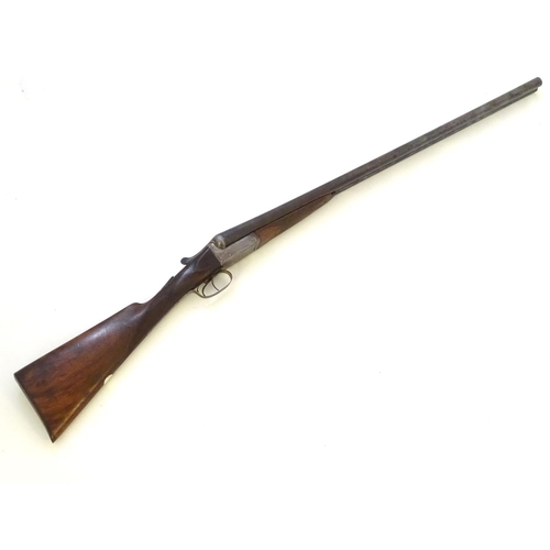 629 - Shotgun: An early 12 bore side by side boxlock shotgun by Charles (Chas) Hellis, London. 30 1/4'' fi... 