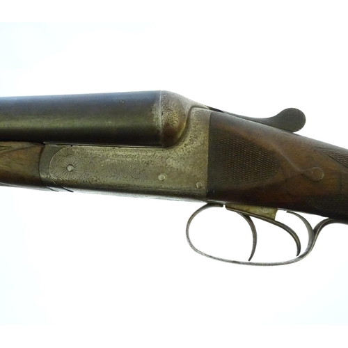 629 - Shotgun: An early 12 bore side by side boxlock shotgun by Charles (Chas) Hellis, London. 30 1/4'' fi... 