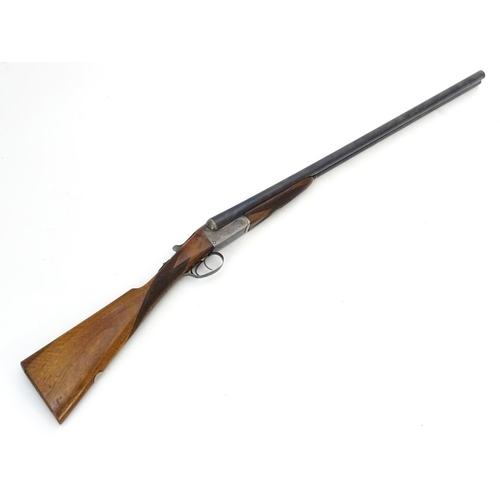 632 - Shotgun: A 12 bore side by side boxlock ejector shotgun by H. E. Akrill, Beverley.  28'' fixed choke... 