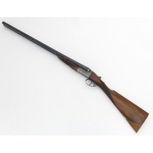 632 - Shotgun: A 12 bore side by side boxlock ejector shotgun by H. E. Akrill, Beverley.  28'' fixed choke... 