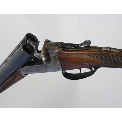 632 - Shotgun: A 12 bore side by side boxlock ejector shotgun by H. E. Akrill, Beverley.  28'' fixed choke... 