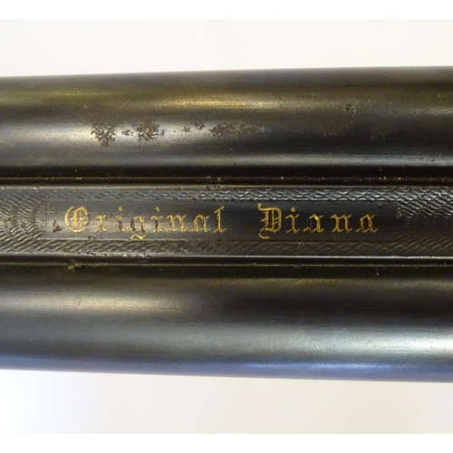 633 - Shotgun: An unusual 'Original Diana' 12 bore side by side sidelock toplever hammergun by Pieper, Her... 