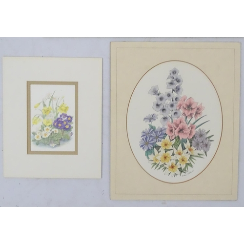 69 - Botanical Prints, 14 hand coloured aquatints and prints, The largest 14 1/2'' x 14 1/2''