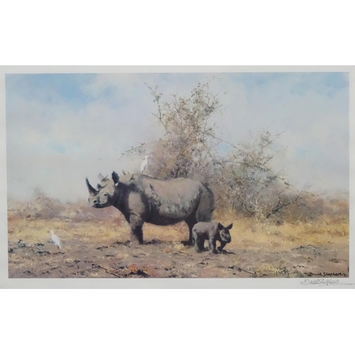 70 - After David Shepherd 1931-2017), Two signed colour prints, ' The Rhino's Last Stand ' & ' Ice Wilder... 