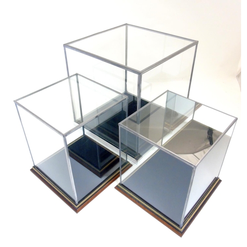 94 - Taxidermy: Three display cases, of plate glass construction with leaded edges, the largest 15 1/4'' ... 