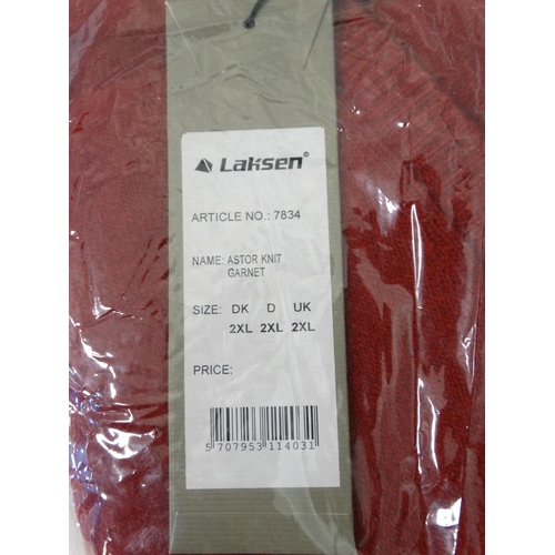 96 - A Laksen Astor knit jumper in red garnet colour, size XXL, (New with tags)