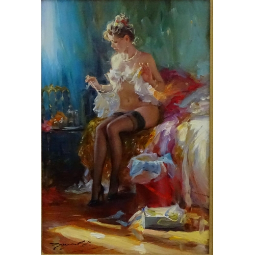 104 - Konstantin Razumov (b. 1974) Russian. Oil on canvas,  ''Early morning'' , Signed lower left. 12 3/8 ... 