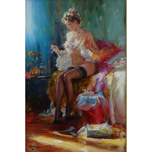 104 - Konstantin Razumov (b. 1974) Russian. Oil on canvas,  ''Early morning'' , Signed lower left. 12 3/8 ... 