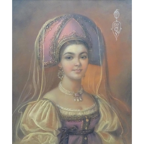 11 - Marina Kuznetsova (1963) Russian. Pastel A Russian noble lady. Portrait of a Russian lady wearing he... 